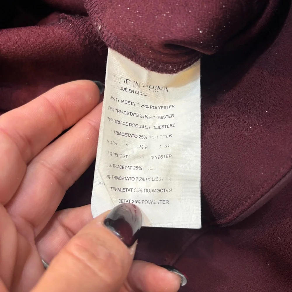 Ladies Club Monaco Brand Burgundy‎ Rounded Hem Trouser Pants Size 2 Cropped